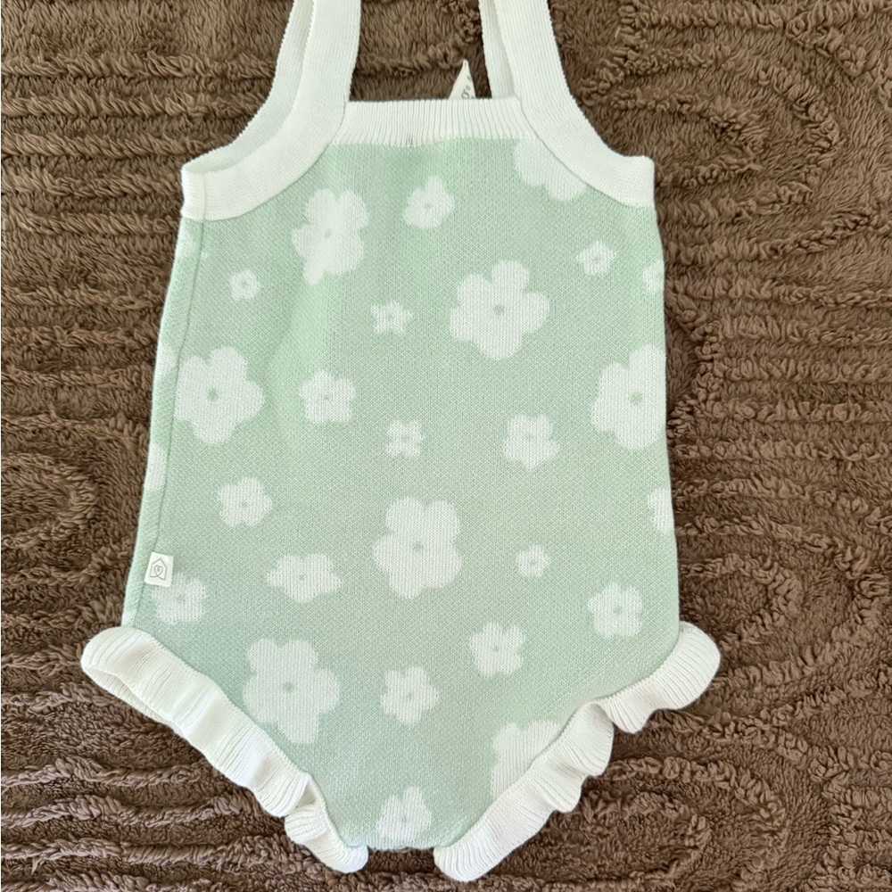 Mint Green Floral Baby Romper